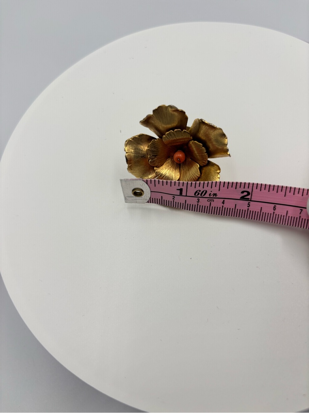 Vintage CITRINE Gold Tone Floral Statement Ring Size 6.5 - Picture 7 of 7